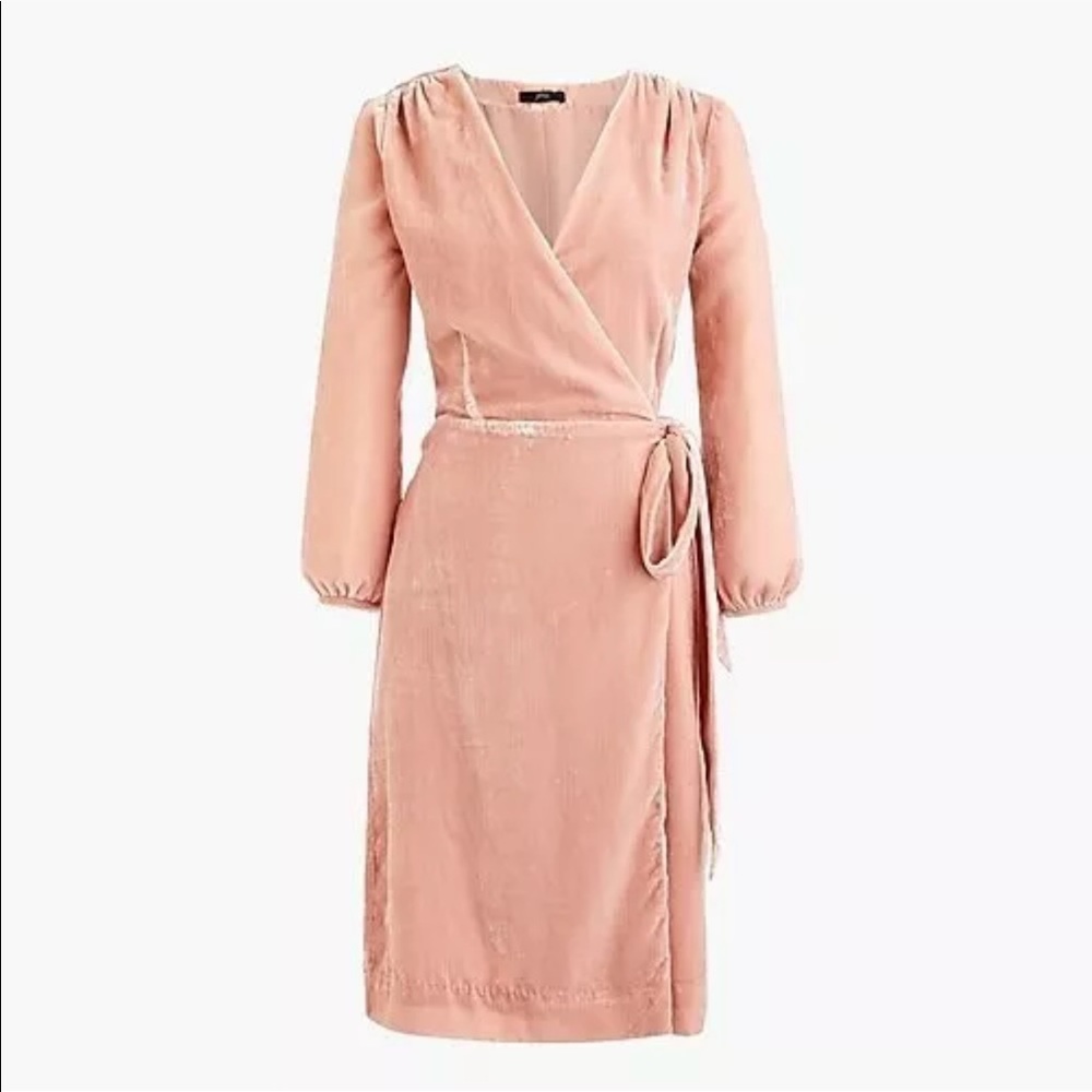 J. Crew Long Sleeve Wrap Dress in Blush Pink